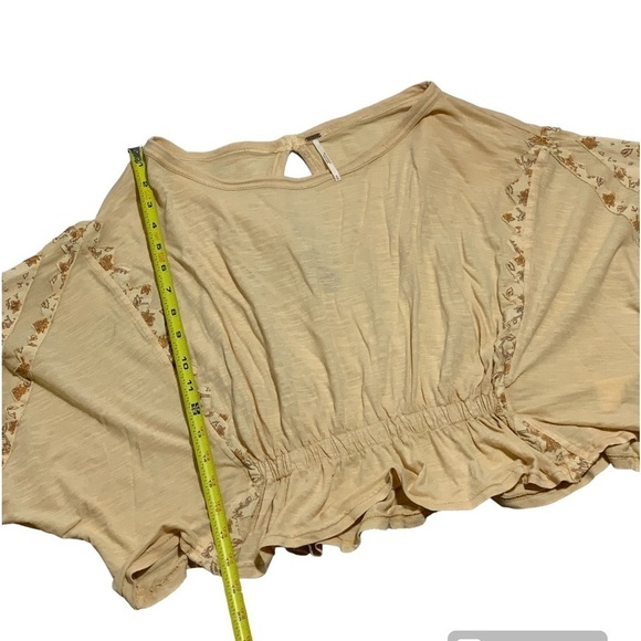 Free People Yellow Boho Peplum Slub Fabric Long Sleeve Blouse Small Size SP - Picture 8 of 9